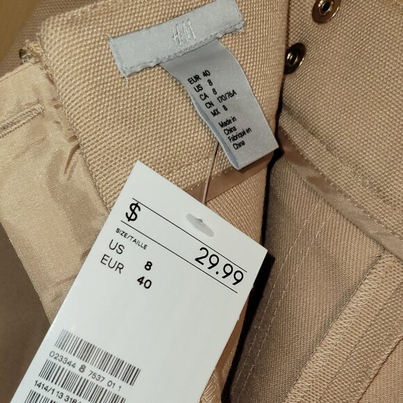 H&M Beige Skirt gold accents NWT US 8 - Picture 5 of 5